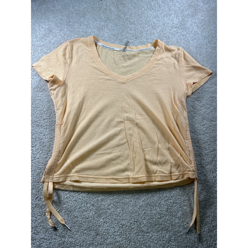 Calvin Klein Performance Women's Peach XL V-Neck Top‎ Drawstring
